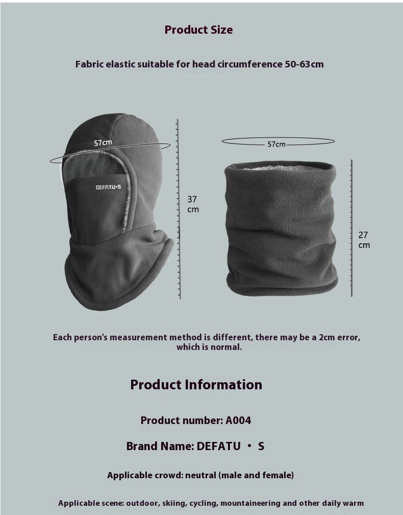 Hooded fleece balaclava size guide